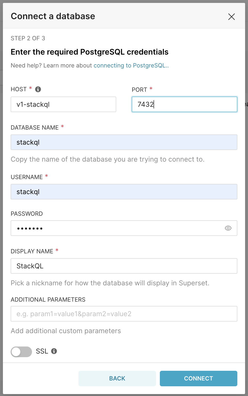 Initial database settings Initial database settings